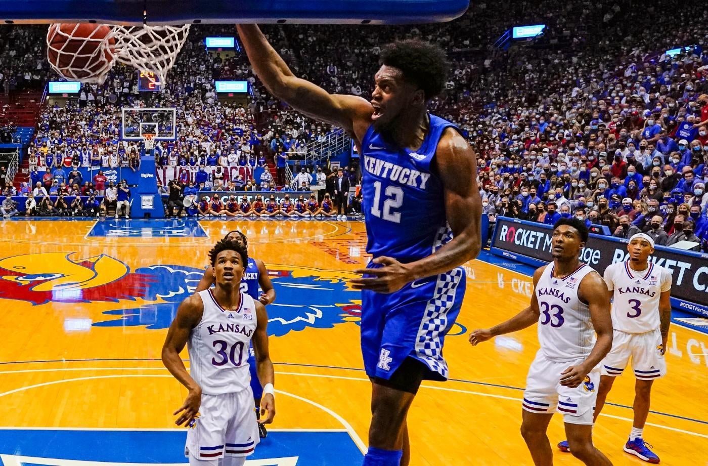 CBS Sports copyrighted image: Kentucky vs. Kansas score, takeaways: Keion Brooks leads Wildcats to rout of Jayhawks in Allen Fieldhouse - CBSSports.com