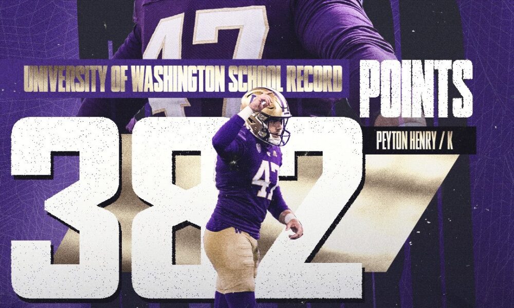 Peyton’s Place Washington’s Kicker Rewrites Husky Record Book