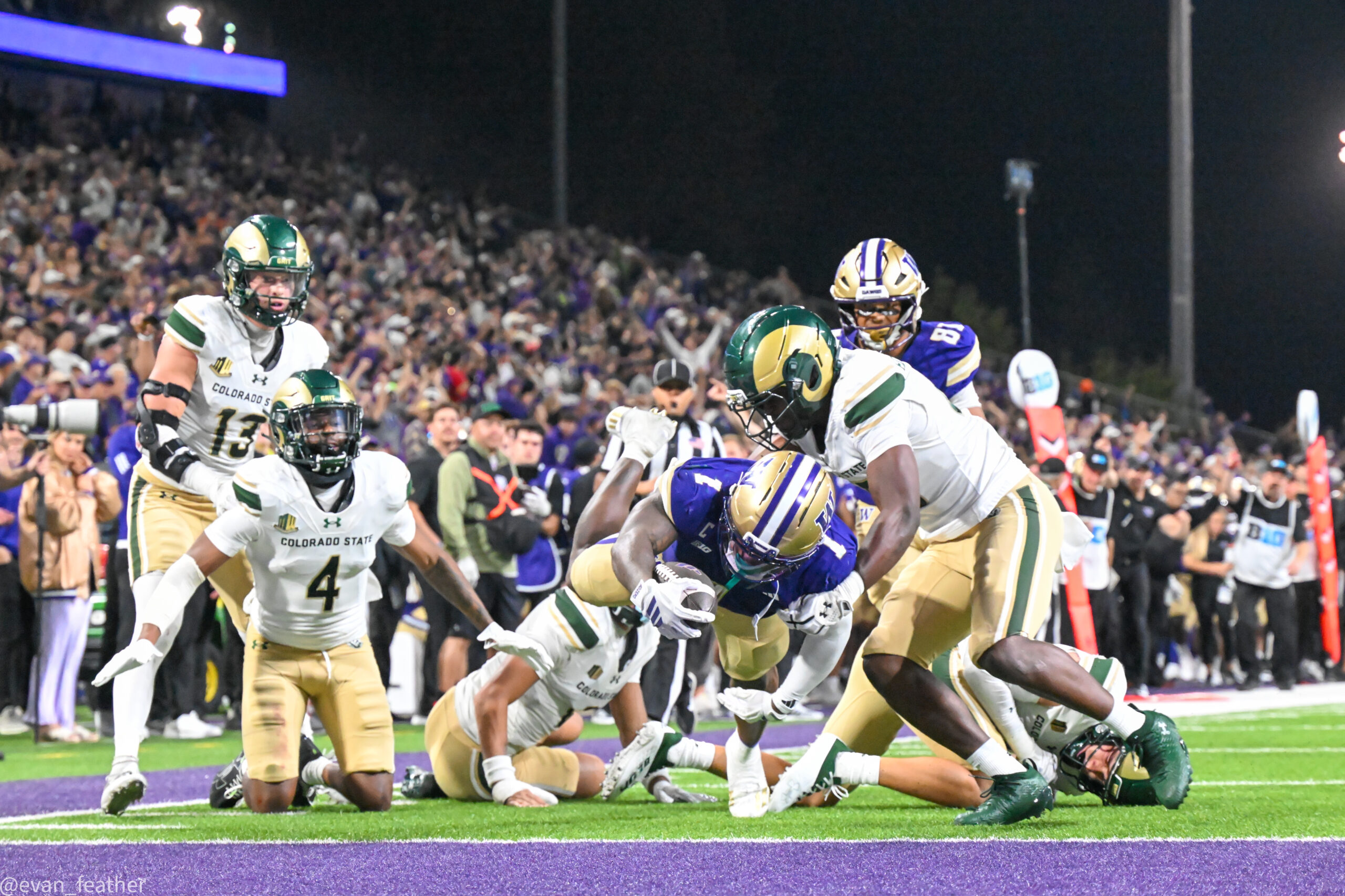 Jonah Coleman deposits the football in the end zone in Washington's 38-21 victory over Colorado State in week 1